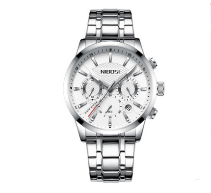 Stylish Men's Black Gold Steel Sports Watch with 3 Eyes